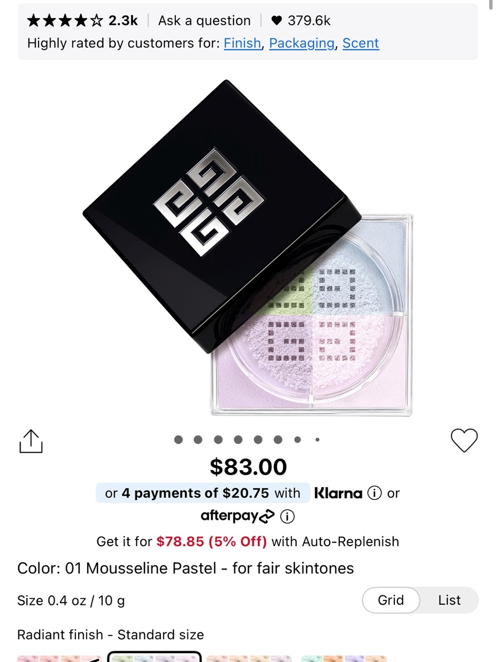 Givenchy Prisme Libre Loose Powder - 01 Mousseline Pastel (Black Case)